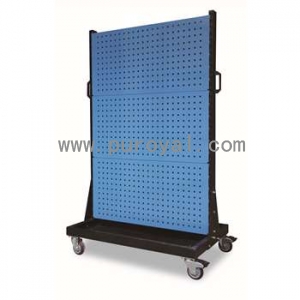 移動型雙面物料整理架960×610×1560mm(6方孔)，KM-2360