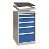單軌工具柜帶頂框565×580×1000mm(5抽屜帶頂框50mm高)，XB90AN-5SG